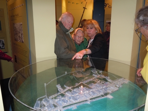 Sheila Loughnane pointing out various aspects of Youghal to members Mary Shackleton, Andrew Ogden & Mary Kirby.