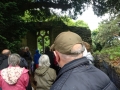 Looking at the pierced window in the medieval church